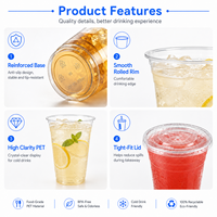 Gobelet jetable transparent en PET de 95 mm de diamètre, 9 oz, pour boissons froides, avec logo personnalisé, idéal pour café glacé, thé Boba, jus à emporter – Vente en gros usine