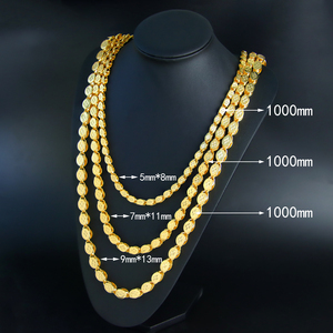 Collar Largo de Lujo Estilo Hip Hop, 100 cm, Chapado en Oro de 21k, Collar de Latón para Hombre y Mujer, Joyería para Fiesta - Product Image 5