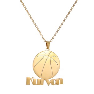 Wholesale Custom <b>Name</b> Gold Plated Basketball Pendant Necklace Unisex Hiphop <b>Chain</b> Stainless Steel Jewelry Everyday Wear - Product Image 2