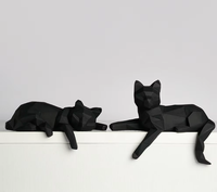 Ensemble de 2 sculptures de chats en résine, ornements d'art moderne à facettes, style antique, pour décoration de bureau et meuble TV