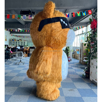 Costume de mascotte d'ours cool gonflable géant populaire avec des lunettes de soleil pour carnaval Halloween dessin animé de noël Cosplay à vendre