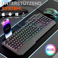 Nouveau Kit Clavier Souris de Jeu RVB, Sensation Mécanique, Clavier Gaming Arabe, Lettrage Gravé, Prise USB Type-C