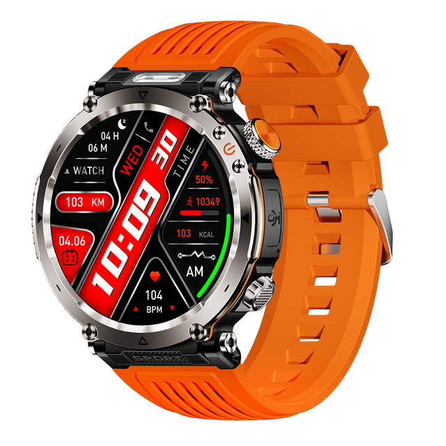 2025 HT30 Sports Smartwatch With Flashlight IP68 Waterproof Round Screen BT Call Health Monitoring Relojes Smart Watch for