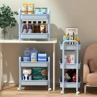 Chariot de rangement robuste en plastique à 5 niveaux avec roues pivotantes à 360° et étagère réglable pour collations - Mobilité facile pour cuisine et salon