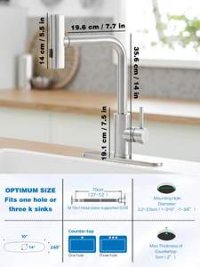 Grifo de cocina montado en cubierta de un solo orificio de acero inoxidable de 4 modos, grifo de fregadero de agua fría y caliente para uso en Hotel, baño de corriente de cascada - Product Image 5