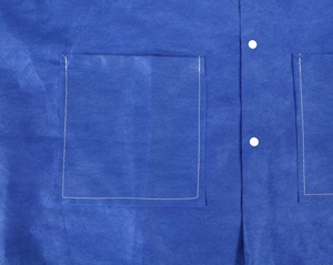 Blouse chirurgicale jetable non stérile certifiée ISO, SMS, bleu foncé, haute qualité, norme GB, col simple, manches longues - Product Image 3