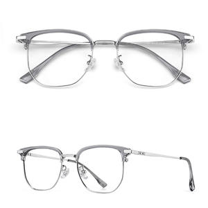 Monture de lunettes ultralégère semi-cerclée en titane pur 123633, protection contre la lumière bleue, lunettes optiques pour hommes - Product Image 1