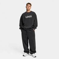 Ensemble de survêtement en molleton 2 pièces, sweat-shirt à col rond pour homme + pantalon de survêtement double style banane, tenue streetwear oversize avec logo personnalisé