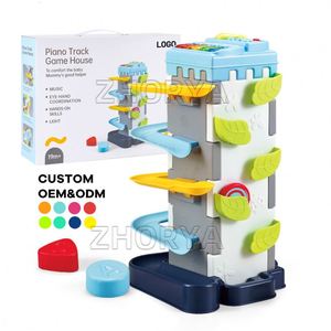 Zhorya Jouet de jeu de piste multifonctionnel pour enfants, avec maison, voiture coulissante, jeu d'association de formes, trieur de balles, piste de piano et musique - Product Image 1