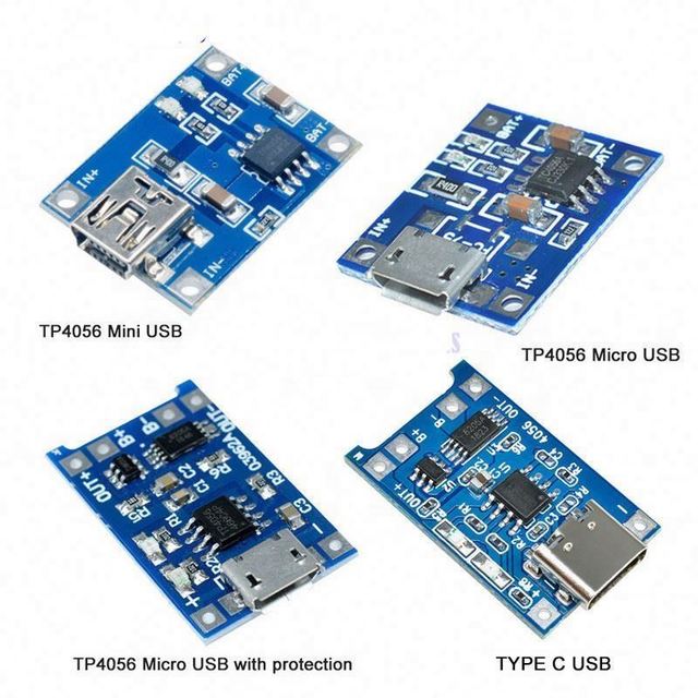 Mini Micro Type C USB 5V 1A 18650 TP4056 Lithium Battery Charger Module Charging Board With Protection Dual Functions 1A Li-ion