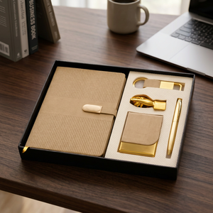 Ensemble cadeau d'affaires de luxe 4 pièces : agenda en métal, porte-cartes, stylo, porte-clés - Product Image 4