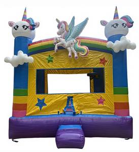 Château gonflable licorne magique avec toboggan humide et sec, château gonflable commercial, trampoline, château de saut - Product Image 4