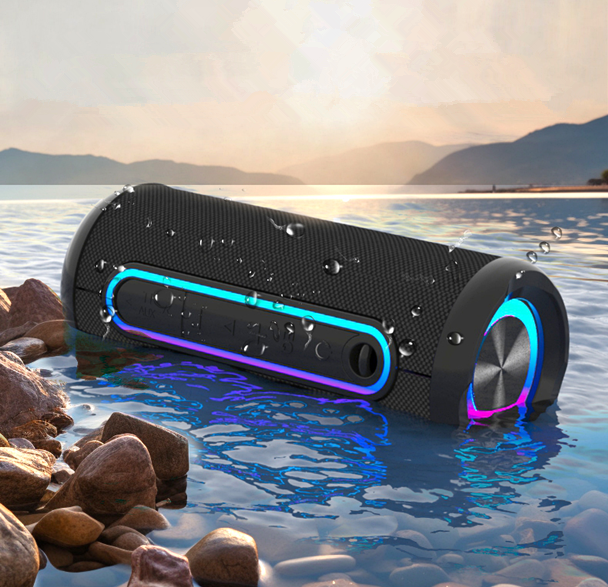 High Quality TWS for Bluetooth Speaker with Deep Bass RGB LED Lights IPX7 Waterproof Portable for Party Microphone Plastic