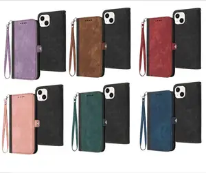 Retro Dual Color Wallet Leather Case For Iphone 15 Ultra 14 13 Mini 12 Pro Max 11 X XS XR 6 7 8 Plus Mobile Phone Flip Cover