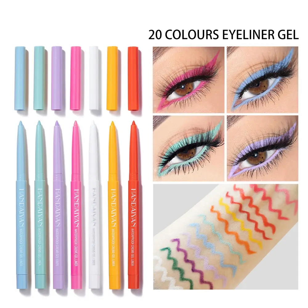 20 Farben Wasserdichtes Eyeliner Gel Hoch pigmentierter Glitter Eyeliner Kosmetik Make-up Schönheits produkte für Frauen Make-up Eyeliner