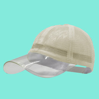 Gorra de béisbol transparente de nailon TPU con visera curva transpirable de color sólido, estilo deportivo europeo-americano, para venta transfronteriza.