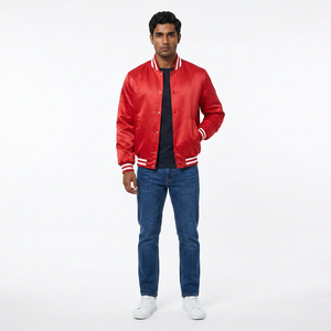 Custom New <b>Men's</b> Basic Letter <b>Man</b> <b>Baseball</b> Satin <b>Jacket</b> Bomber Outwear <b>Baseball</b> Letterman Satin <b>Jacket</b> - Product Image 1