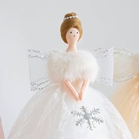 Ornement de Noël à suspendre à la fenêtre, en forme de poupée ange avec couronne en cœur