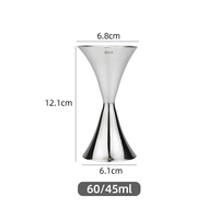 Jigger inclinable 30ml 45ml 60ml, asymétrique double face, en acier inoxydable 304, tasse à mesurer incurvée pour cocktails, directement de l'usine