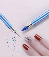 Stylo à ongles à double extrémité Rhinestones Diamond Pick up Wax Pen Nail Art Dotting Pen