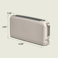 Grille-pain ultra-plat 900W à 2 fentes, fente longue de 25 cm, 6 niveaux avec boutons de réchauffement et d'annulation