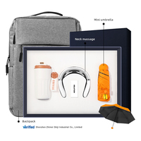 Kit de cadeau de bureau d'entreprise de luxe annuel tasse sous vide + masseur de cou + mini parapluie + sac à dos ensemble de cadeau d'affaires