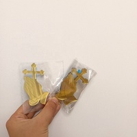 Décoration de gâteau de baptême en acrylique en forme de croix dorée, fournitures de fête de première Communion