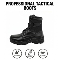 Bottes de randonnée tactiques en cuir pleine fleur noir pour hommes, usage professionnel et d'aventure en plein air, OEM ODM personnalisé, ISO CE