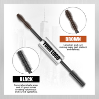 Mascara liquide double tête waterproof 2026, noir et brun, double couleur, fibres soyeuses, effet 4D, cils bouclés, maquillage des cils