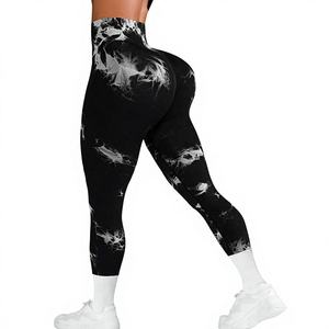 Leggings de yoga taille haute imprimés Tie Dye pour femme, sans couture, longueur intégrale, effet push-up, pour la gym, le yoga et la course à pied - Product Image 1