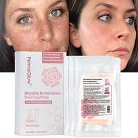 Masque facial en feuille de rose aux champignons fermentés, éclaircissant, correcteur de taches brunes, antioxydant, hydratant, unifiant le teint