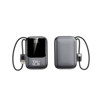 20000mAh PVC/Kunststoff Mini Powerbank mit Eingebautem Kabel PD22.5W LED-Anzeige Halterung Schnelles Laden für Outdoor-Nutzung Taschen-Notfallladegerät