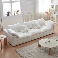 Super bequemes Sofa Baumwolle und Leinen Stoff Weiß Creme-Stil Wohnzimmer Gerade Reihe Modular Wasch bar Lazy Sofa