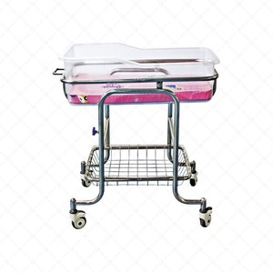 Lit bébé en acier inoxydable avec plateau et roulettes rose, capacité 10-20 kg, berceau portable pour nouveau-né, usage hospitalier - Product Image 5