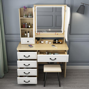 2025 vente chaude coiffeuse nordique moderne avec miroir caché stockage intégré Compact petite Table de vanité de maquillage ensemble - Product Image 5