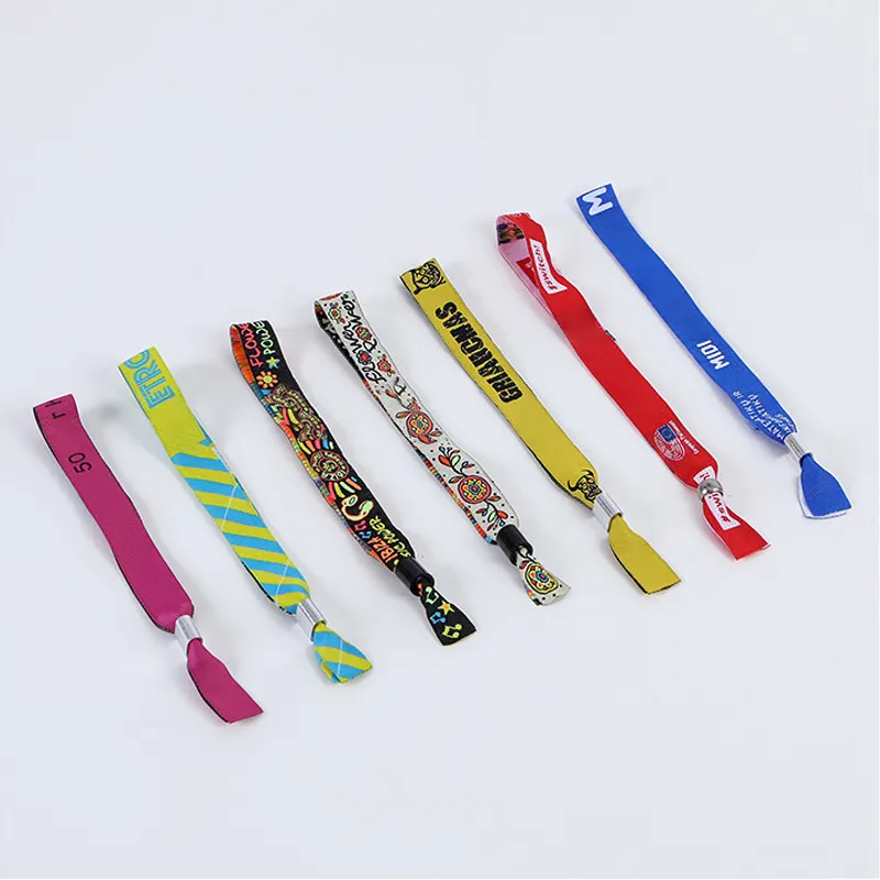 Hot Selling Eco-friendly Custom, Logo Festival Fabric Wristband Event Woven Polyester Wristband For Wedding Party/