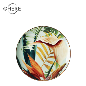 Service de table en porcelaine fine classique à feuilles vertes personnalisé, vaisselle, <span class=keywords><strong>La</strong></span> Vaisselle De Plato Vajilla Utensilios pour mariages et événements - Product Image 4