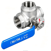 Vanne à bille en acier inoxydable à 3 voies DN15-DN50, vanne à bille filetée à port en T BSPP BSPT, vanne de régulation de débit manuelle pour eau, gaz, huile