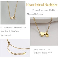 Collier Initial Collier Coeur et 26 Lettres en Acier Inoxydable Plaqué Or 18K Collier Initial de Luxe Cadeau Saint Valentin