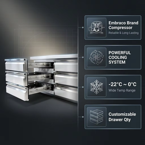 Réfrigérateur sous comptoir robuste en acier inoxydable, <span class=keywords><strong>horizontal</strong></span>, pour plan de travail de cuisine, avec refroidissement par air - Product Image 4