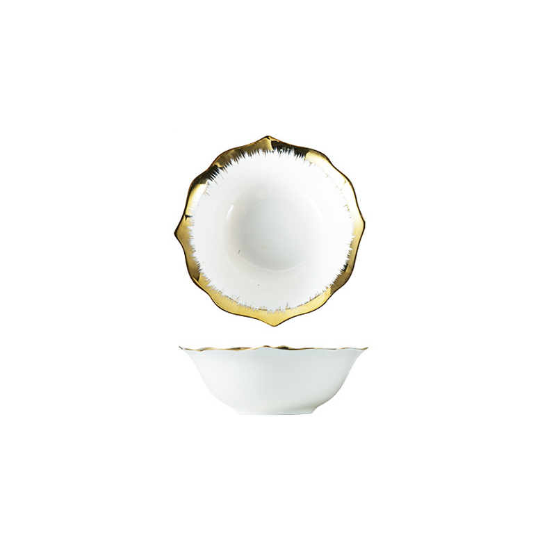 Cuenco con borde chapado en oro de 6"