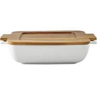 Four de cuisine personnalisé plateau profond antiadhésif ustensiles de cuisson en céramique plat de cuisson plats de cuisson avec couvercle en acacia