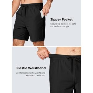 Pantalones cortos deportivos FOXA para hombre, de 7 pulgadas, con cordón, de secado rápido, con bolsillos con cremallera para entrenamiento en el gimnasio - Product Image 4