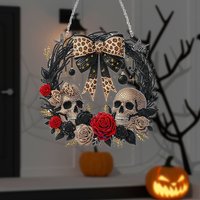 1PC DIY Acrylique Halloween Arc Fleur Diamant Peinture Pendentif Forme Spéciale 5D Diamant Peinture Suspendu Mur Couronne Ornement