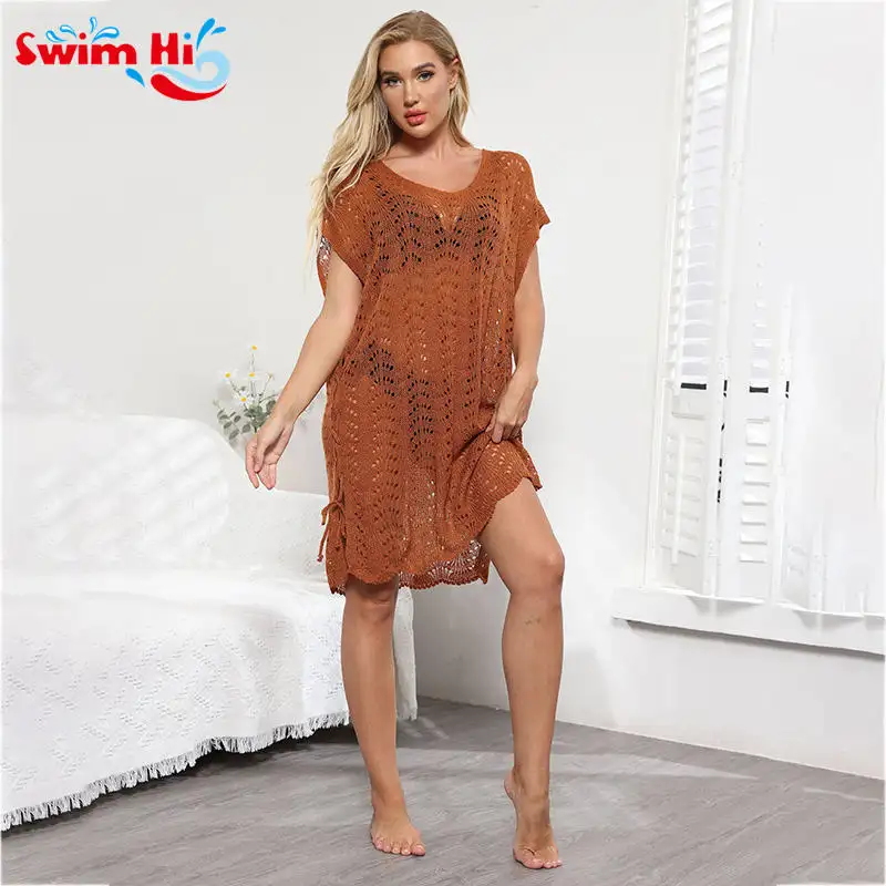 Womens Bathing Suit Cover Up For Beach Pool Knitted Swimwear Crochet Dress