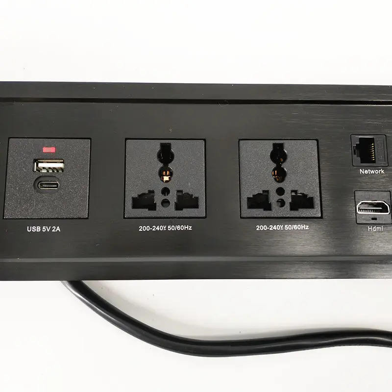 VNX Customized Universal Power Sliding Cover Desk Mount Power and Date Outlet Wireless Charger USB Charging Port Desktop Socket