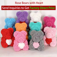 Regalo de flor de Rosa artificial Oso de rosa de peluche Regalos para mujeres Boda de San Valentín Día DE LA MADRE Aniversario PE Oso de peluche de espuma de rosa
