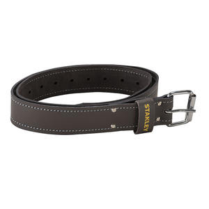 Ceinture en cuir Stanley noire de 1,5 pouce de largeur avec boucle argentée pour hommes - Product Image 1