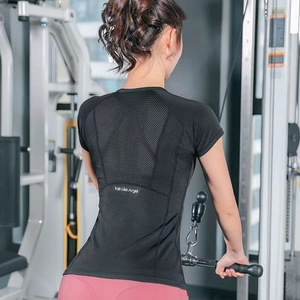 T-<span class=keywords><strong>shirt</strong></span> de <span class=keywords><strong>sport</strong></span> personnalisé T-<span class=keywords><strong>shirt</strong></span> léger pour femmes Yoga Sports Fitness Respirant Stretch à séchage rapide pour femmes - Product Image 5