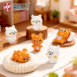 Figurine d'ours miniature Rilakkuma en résine, poupée de dessin animé, décoration de bureau, jouet pour enfants et collectionneurs - Product Image 2